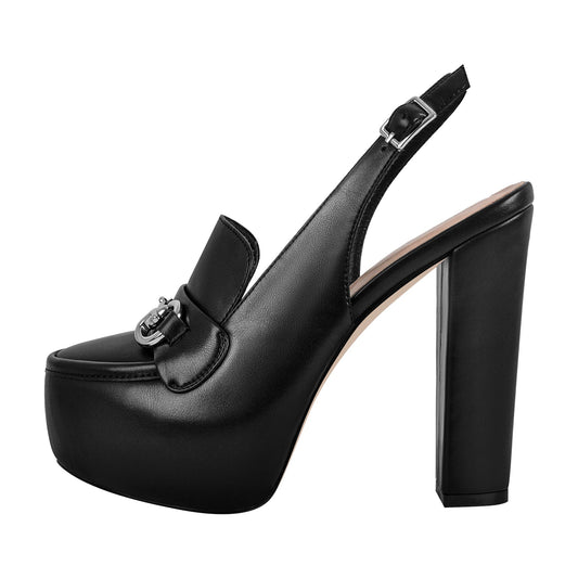 Round Toe Platform Slingback Chunky Heels - Onlymaker Premium