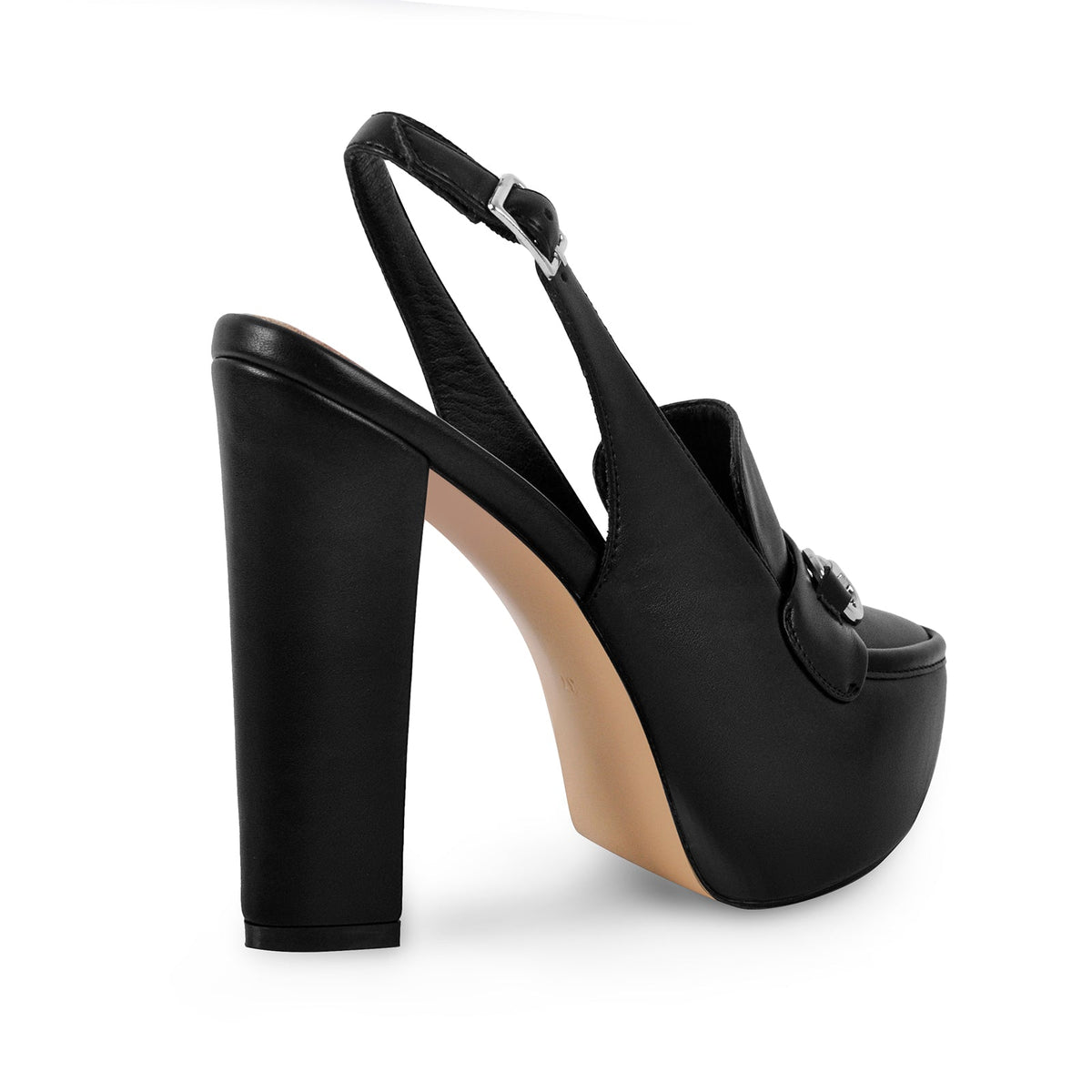 Round Toe Platform Slingback Chunky Heels - Onlymaker Premium