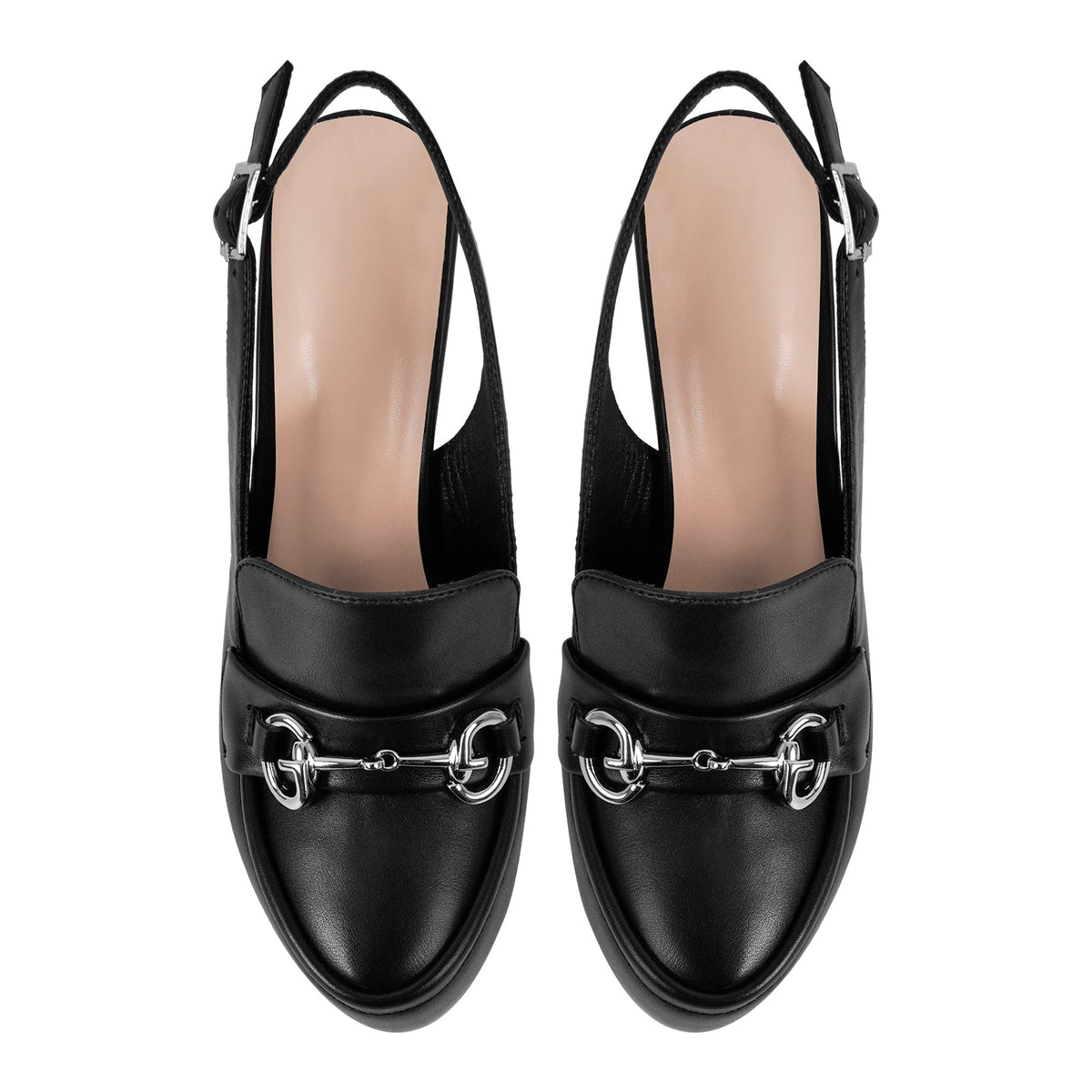 Round Toe Platform Slingback Chunky Heels - Onlymaker Premium