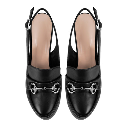 Round Toe Platform Slingback Chunky Heels - Onlymaker Premium