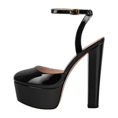 Platform Chunky Heel Ankle Strap Slingback Pumps - Onlymaker Best Seller