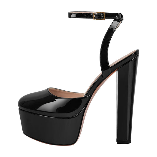 Platform Chunky Heel Ankle Strap Slingback Pumps - Onlymaker Best Seller