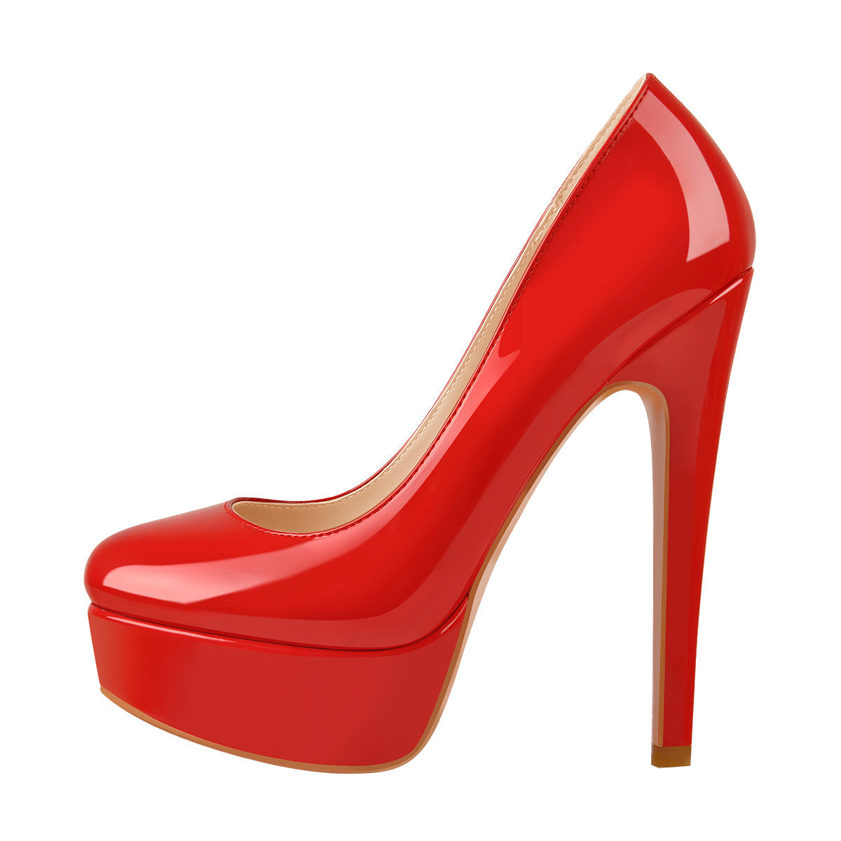 Patent Leather Round Toe Platform High Heels - Onlymaker Great Value