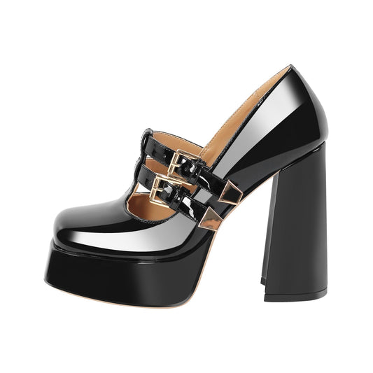 Chunky Heel Straps Mary Jane Pumps - Onlymaker Deals