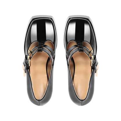Chunky Heel Straps Mary Jane Pumps - Onlymaker Deals