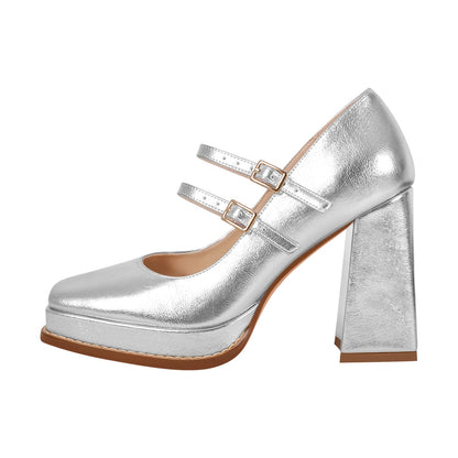 Mary Jane Platform Chunky Heels Pumps - Onlymaker Popular