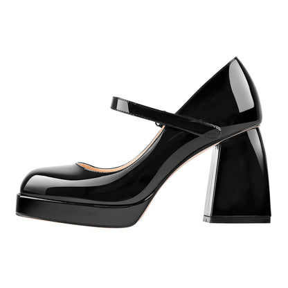 Mary Jane Square Platform Chunky Heels Pumps - Onlymaker Premium