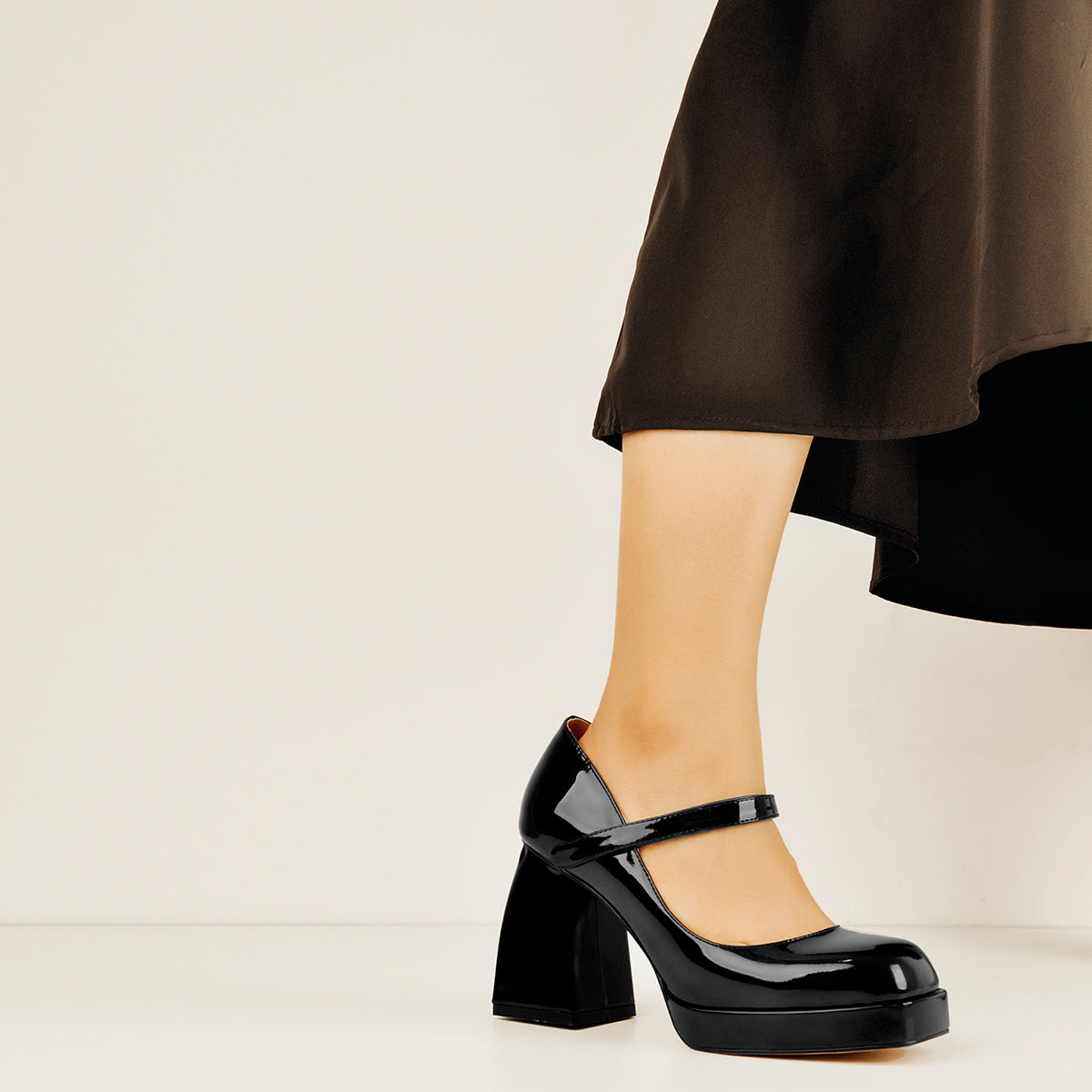 Mary Jane Square Platform Chunky Heels Pumps - Onlymaker Premium