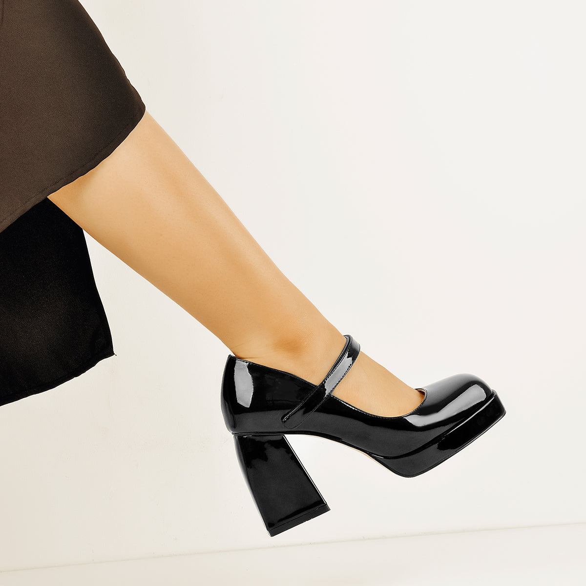 Mary Jane Square Platform Chunky Heels Pumps - Onlymaker Premium