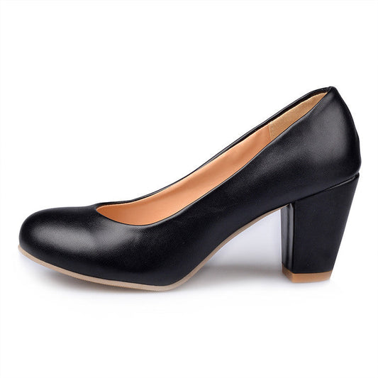 Daily Round Toe Chunky Heel Pumps - Onlymaker Deals