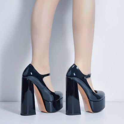 Mary Jane Platform Chunky High Heels Pumps - Onlymaker Sale