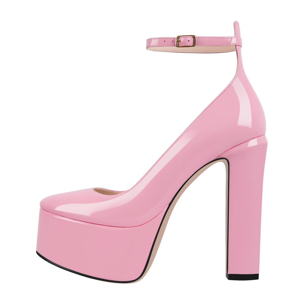 Platform Chunky Heel Ankle Strap Pink Pumps - Onlymaker Top Pick