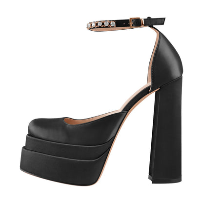Silk-like Platform Chunky High Heels Pumps - Onlymaker Smart Buy