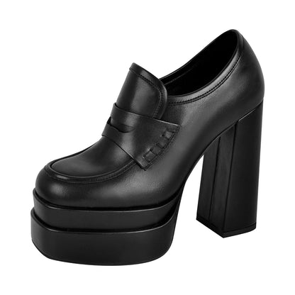 Double Platforms Chunky High Heel Loafers Pumps - Onlymaker Recommended