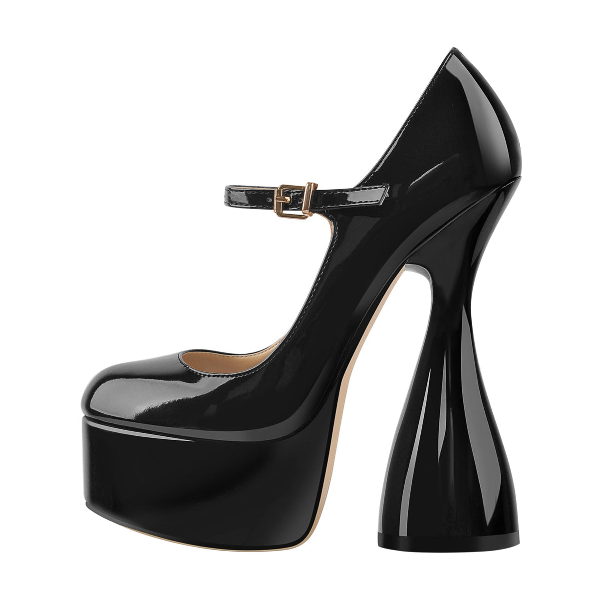 Round Toe Black Platform Disco Pumps - Onlymaker Trending