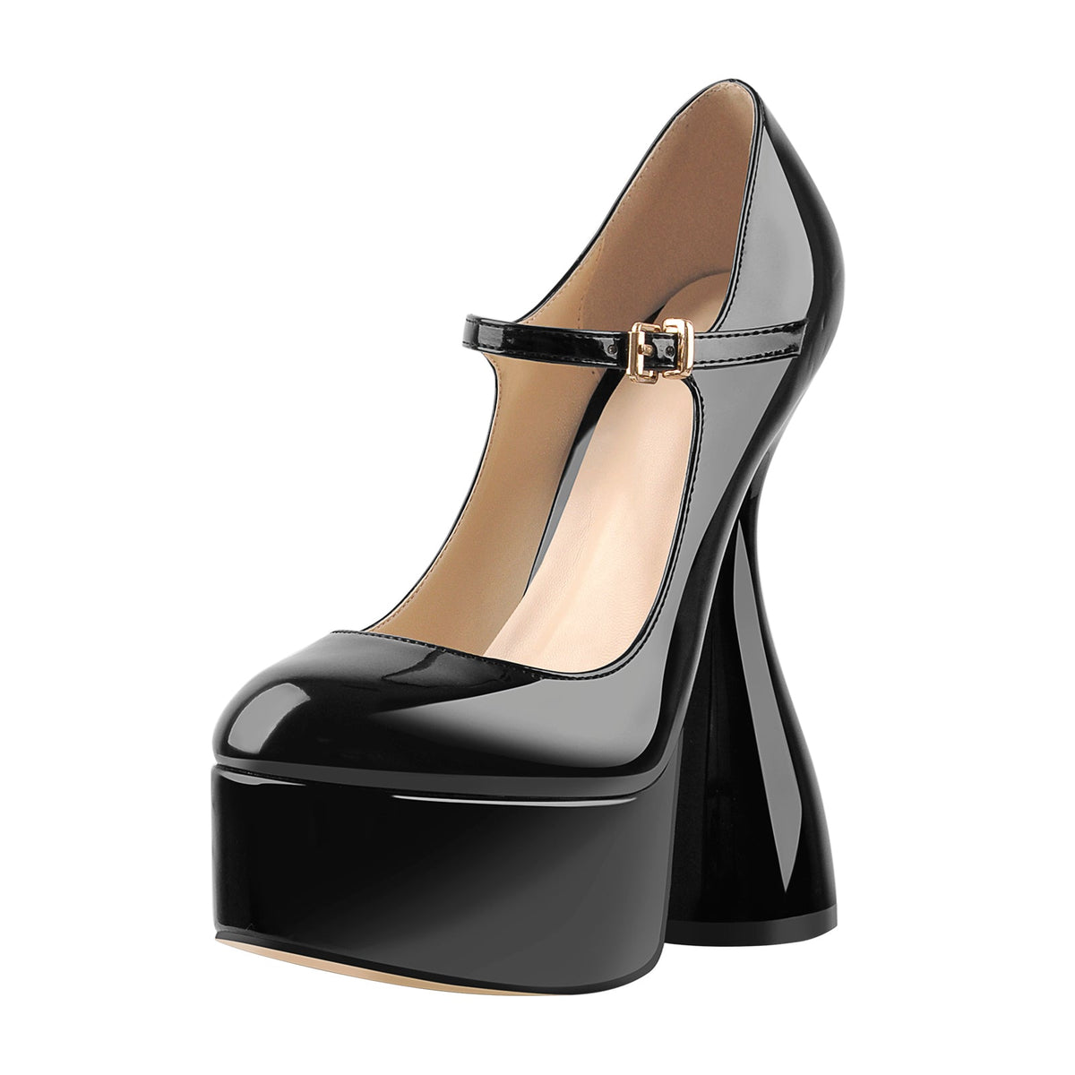 Round Toe Black Platform Disco Pumps - Onlymaker Trending