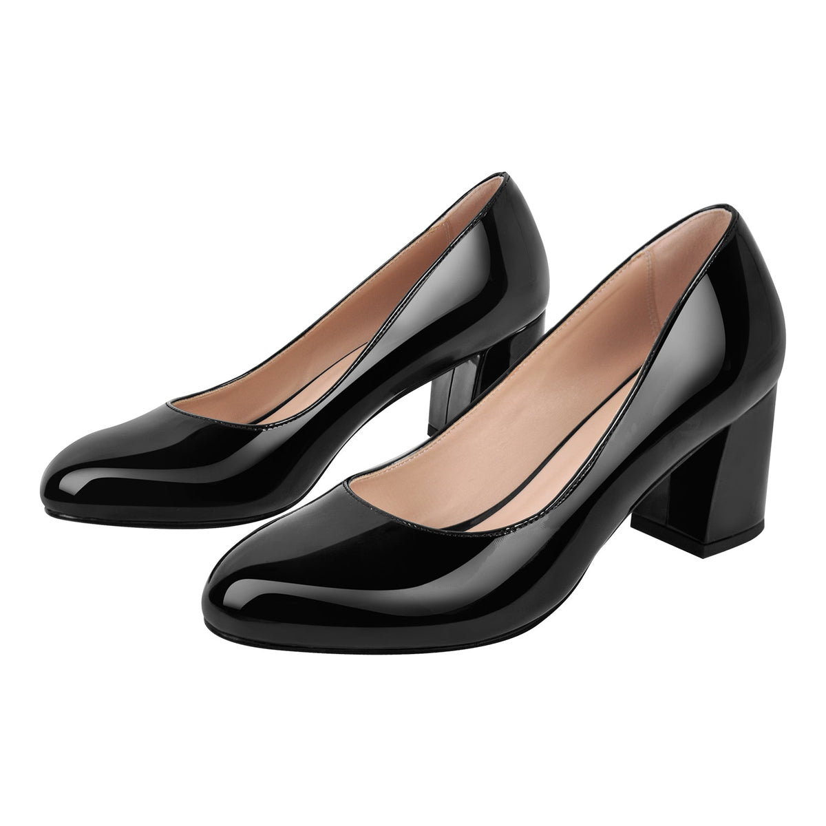 Round Toe Classic Chunky Heel Pumps - Onlymaker Deals
