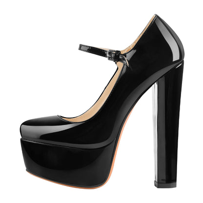 Mary Jane Round Toe Ankle Strap Platform Pumps - Onlymaker Customer Favorite