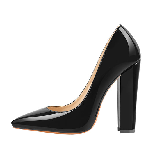 Elegant Classic Pointed Toe Chunky Heels Pumps - Onlymaker Popular