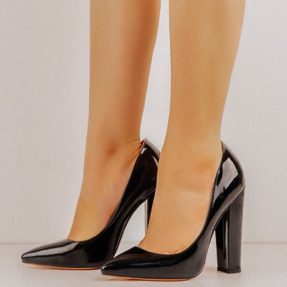 Elegant Classic Pointed Toe Chunky Heels Pumps - Onlymaker Popular