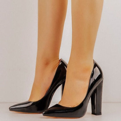Elegant Classic Pointed Toe Chunky Heels Pumps - Onlymaker Popular