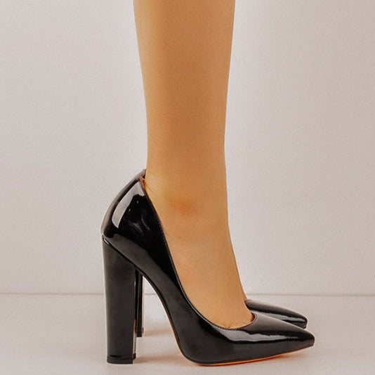 Elegant Classic Pointed Toe Chunky Heels Pumps - Onlymaker Popular
