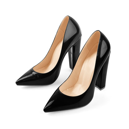 Elegant Classic Pointed Toe Chunky Heels Pumps - Onlymaker Popular