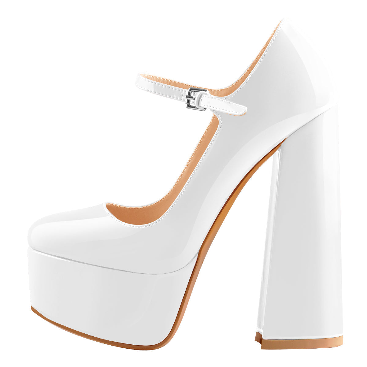 Platform Round Toe Chunky Square High Heels Pumps - Onlymaker Recommended