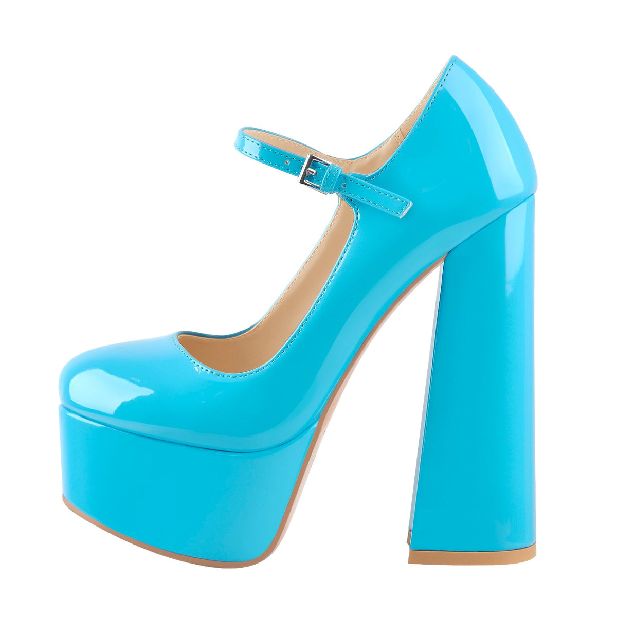 Platform Round Toe Chunky Square High Heels Pumps - Onlymaker Recommended