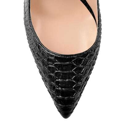 Slingback Pointed Toe Fish Scale Chunky Heel Pumps - Onlymaker Trending
