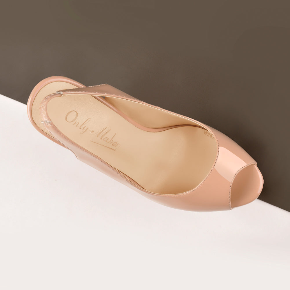 Pink Peep Toe Stiletto Pumps Slingbacks Platform High Heels - Onlymaker Smart Buy