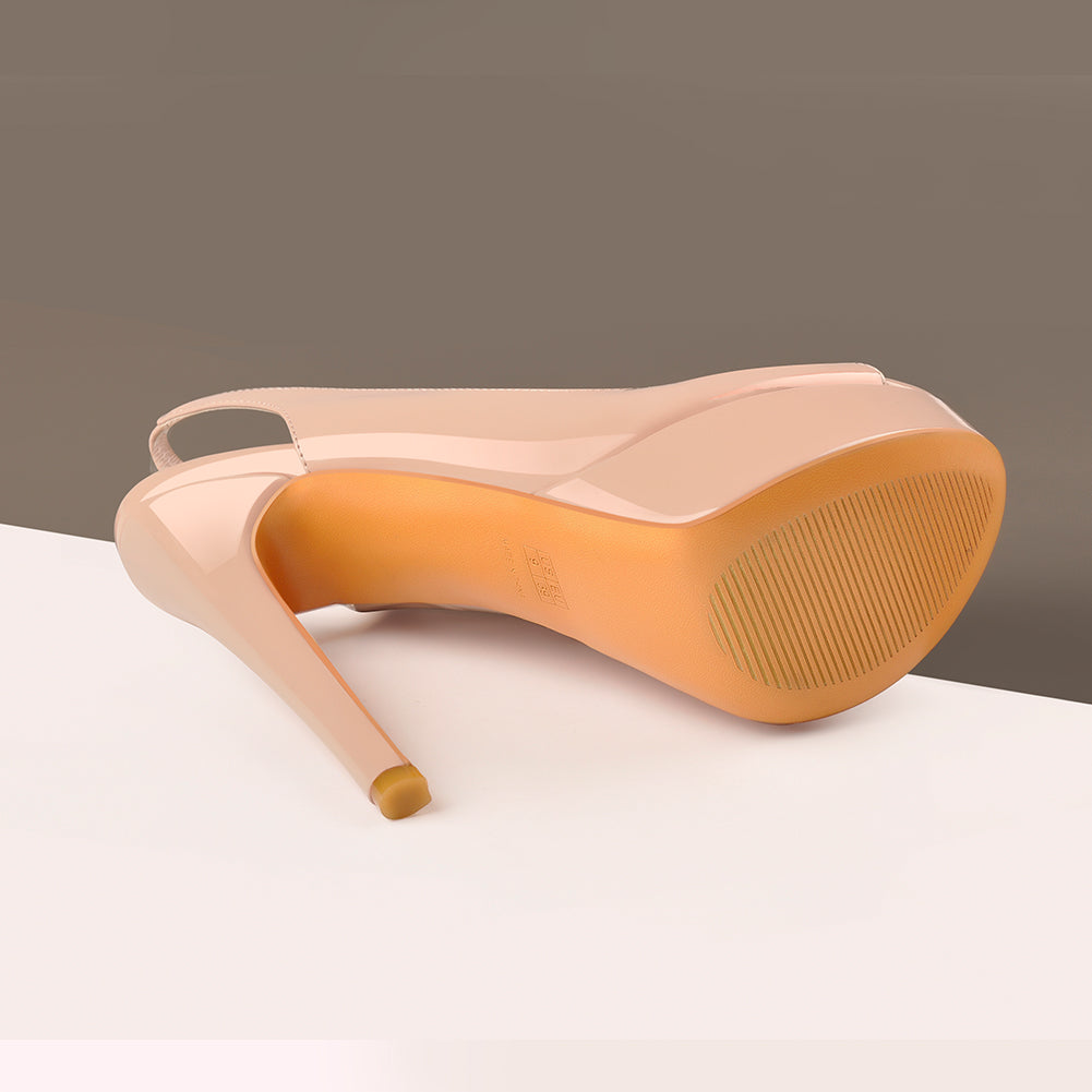 Pink Peep Toe Stiletto Pumps Slingbacks Platform High Heels - Onlymaker Smart Buy