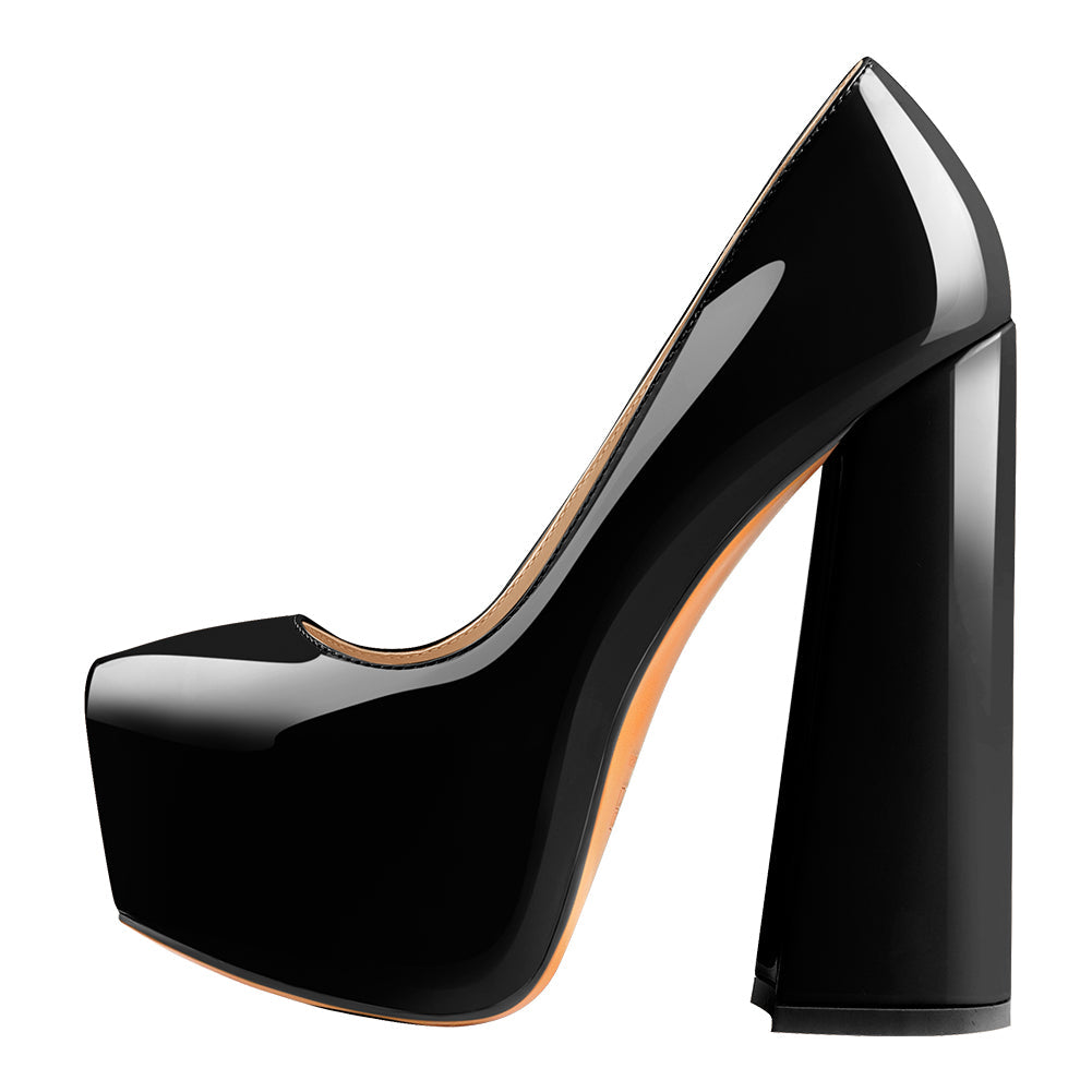 Platform Pointed Toe Chunky Square High Heels Pumps - Onlymaker Hot Sale
