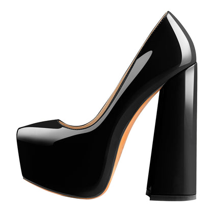 Platform Pointed Toe Chunky Square High Heels Pumps - Onlymaker Hot Sale