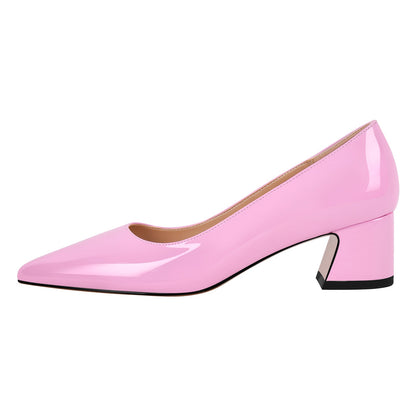 Pointed Toe Chunky Heel Classic Pumps - Onlymaker New