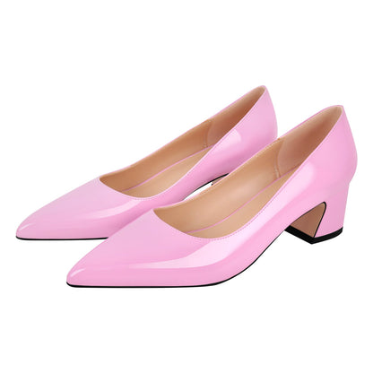 Pointed Toe Chunky Heel Classic Pumps - Onlymaker New