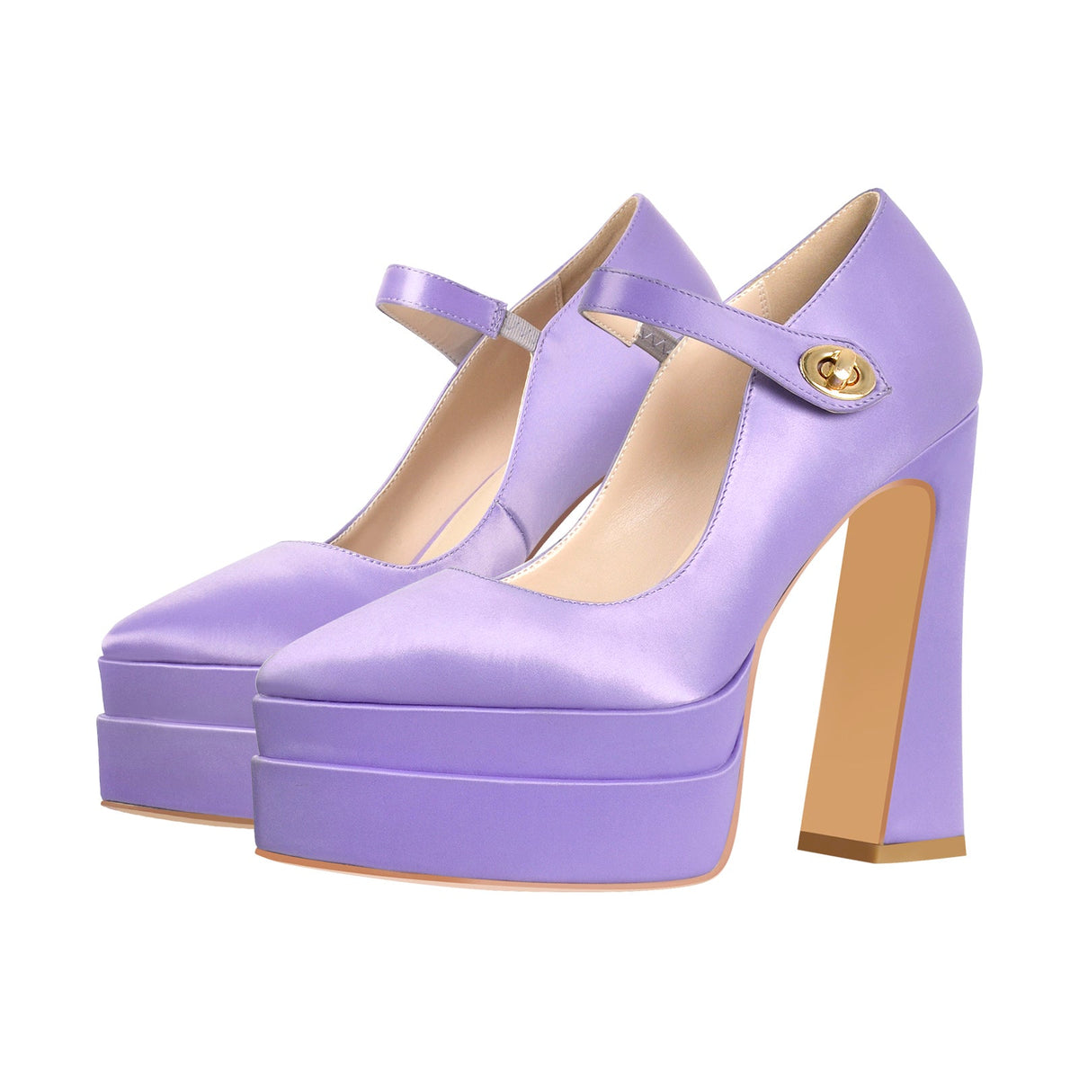 Pointed Toe Platform Satin Mary Jane Pumps - Onlymaker Trusted