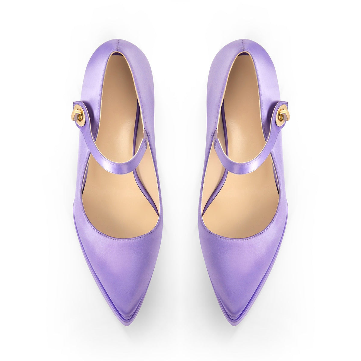 Pointed Toe Platform Satin Mary Jane Pumps - Onlymaker Trusted