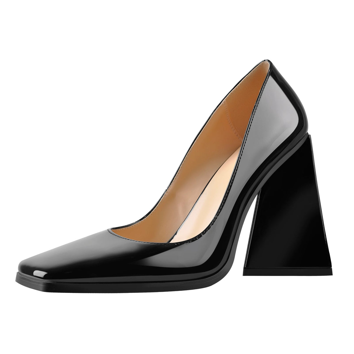 Square Toe Triangle Block High Heels Pumps - Onlymaker Best Seller