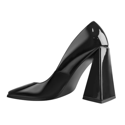 Square Toe Triangle Block High Heels Pumps - Onlymaker Best Seller