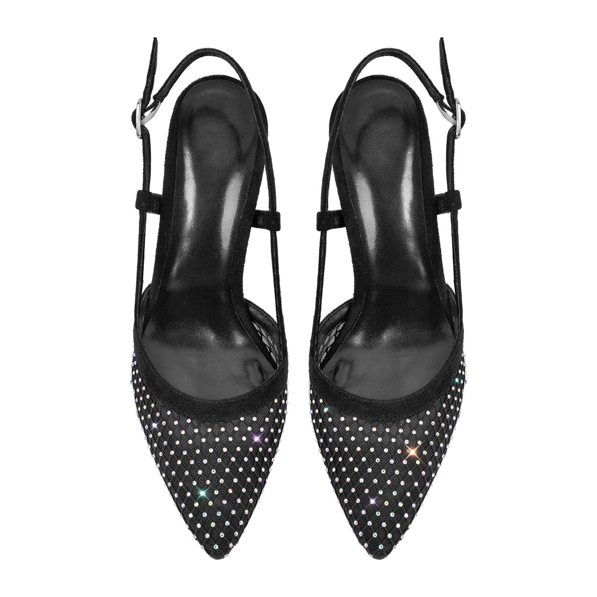 Pointed Toe Rhinestone Slingback Clear Heel Pumps - Onlymaker Discount