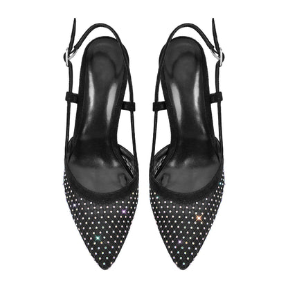 Pointed Toe Rhinestone Slingback Clear Heel Pumps - Onlymaker Discount