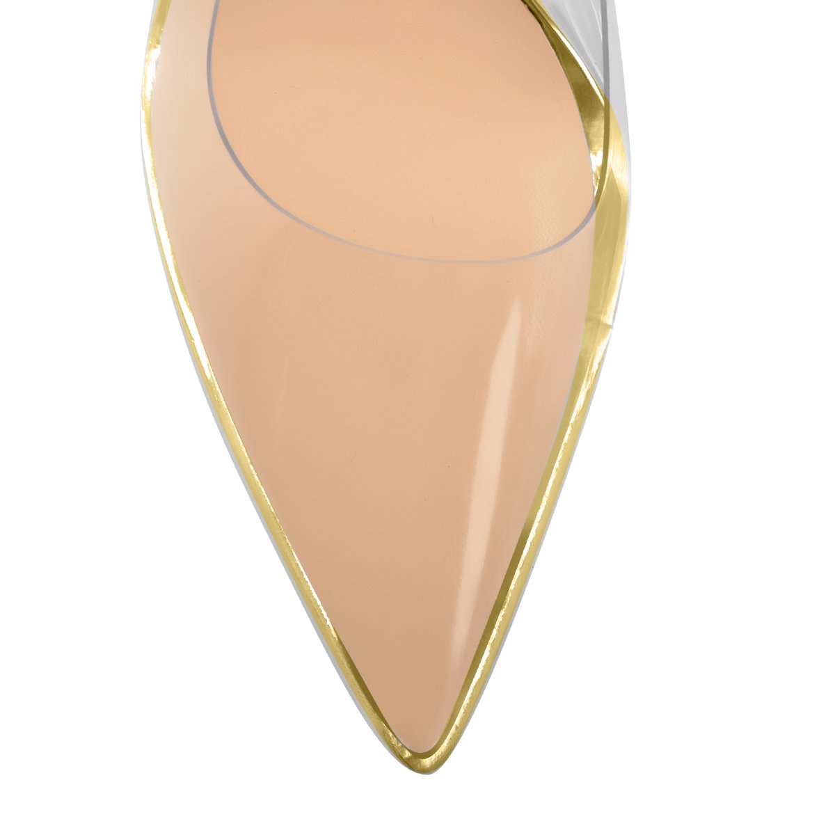 Transparent Pointed Toe Slip on Gold High Heel Stiletto Pumps - Onlymaker Recommended
