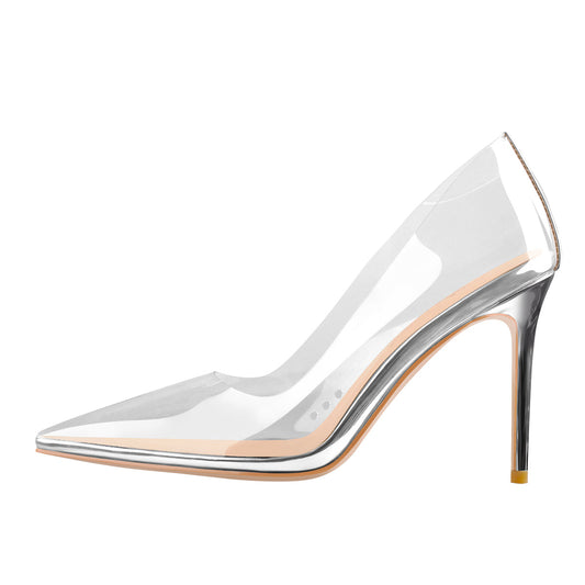 Transparent Pointed Toe Slip on High Heel Stiletto Pumps - Onlymaker Quality