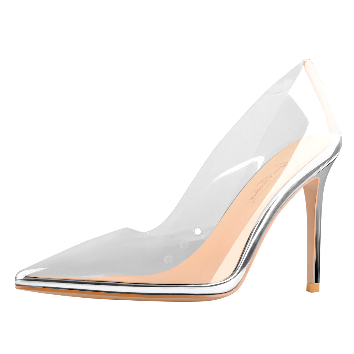Transparent Pointed Toe Slip on High Heel Stiletto Pumps - Onlymaker Quality