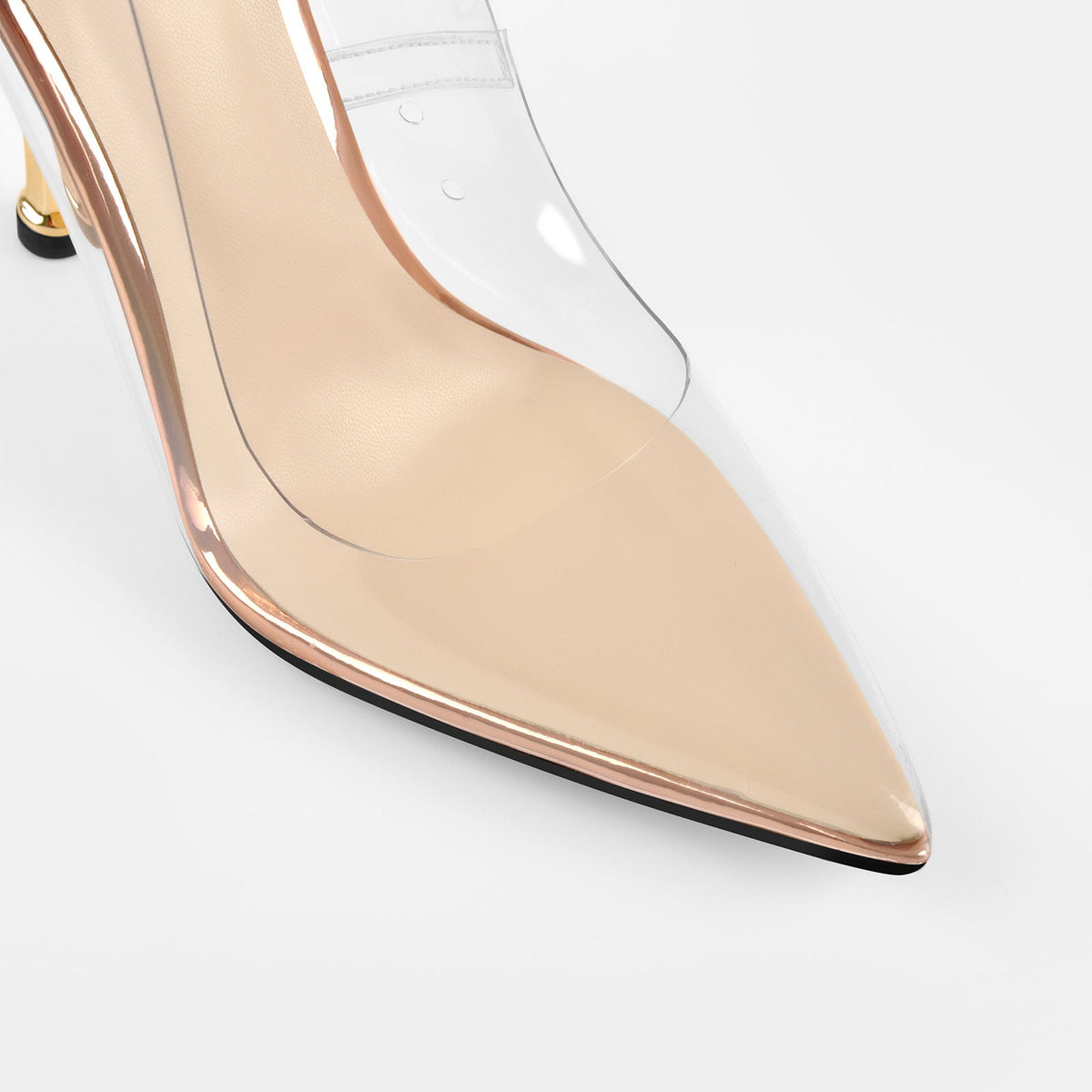 Clear Pointed Toe Metal Chain Lock High Metal Heels Stiletto Pumps - Onlymaker Top Pick