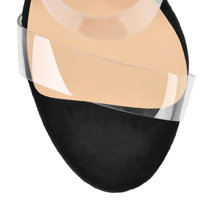 Suede Platform Transparent Strap Wedge Sandals - Onlymaker Essential