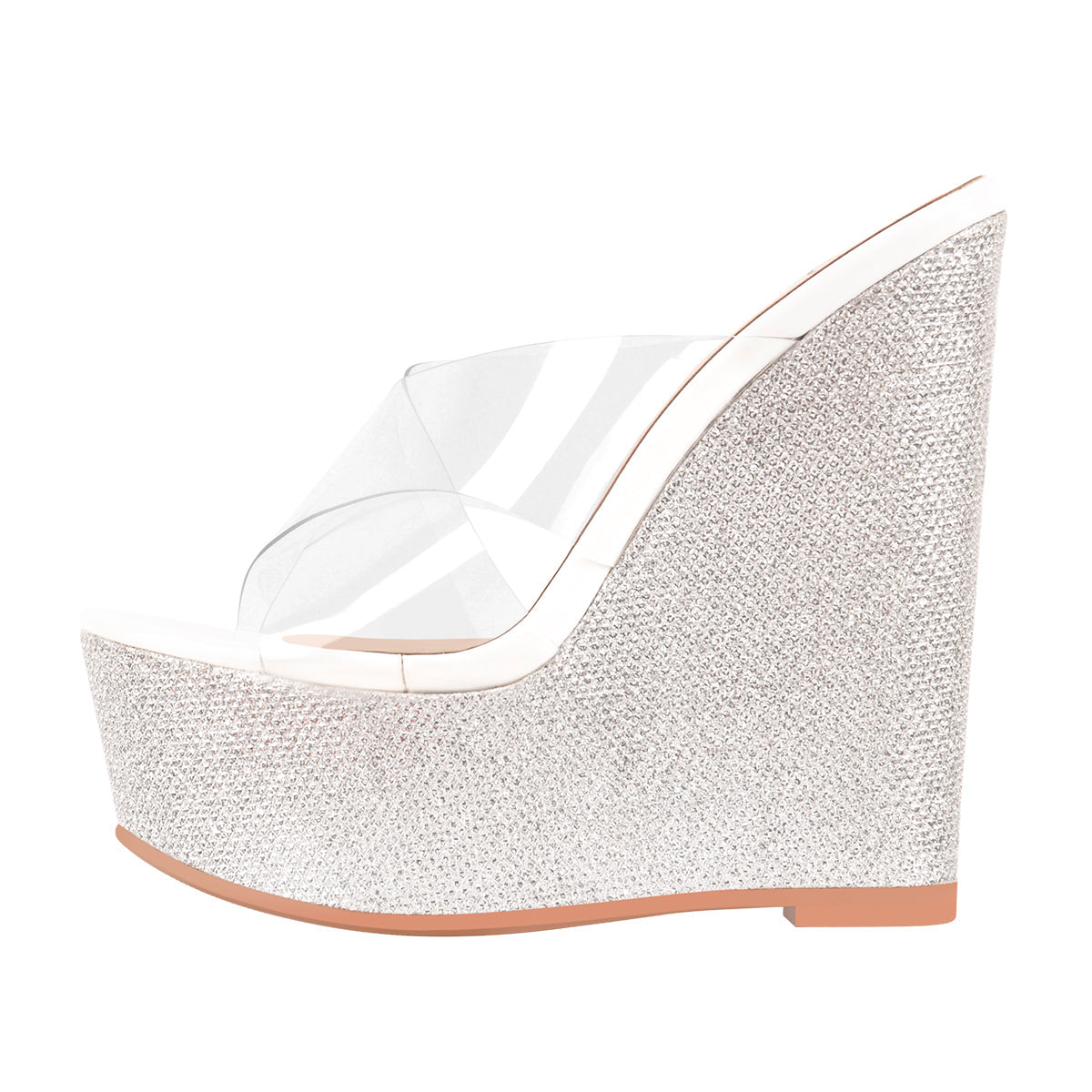 Criss Cross Transparent Strap Wedge Heels Sandals - Onlymaker Smart Buy