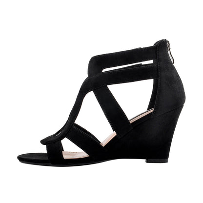 Gladiator Cut Out Open Toe Wedge Sandals - Onlymaker Customer Favorite