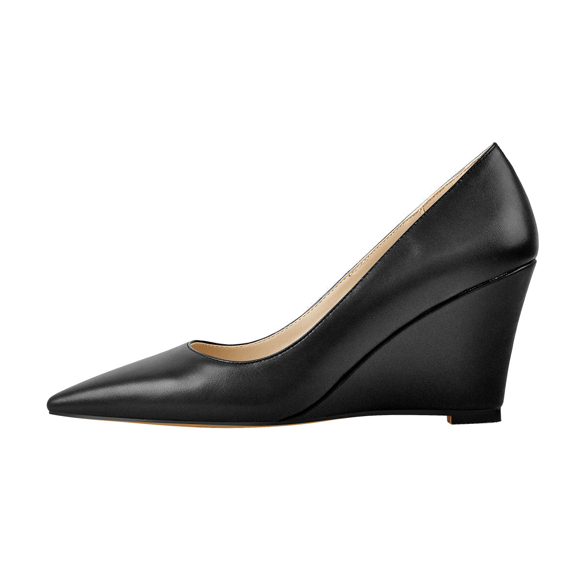 Black Pointed Toe Wedge High Heel Pumps - Onlymaker Value